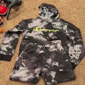 Champion Black and Gray Hoodie and sweatpants Set